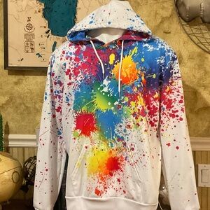 Colorful Paint Splatter Hoodie. 2XL. Men’s